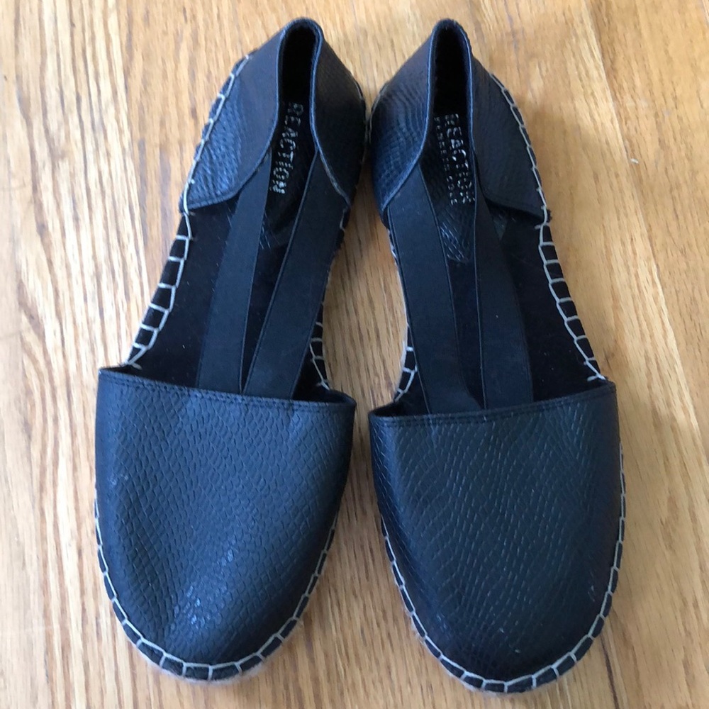 Espadrille shoes black flats woman 9.5 Reaction